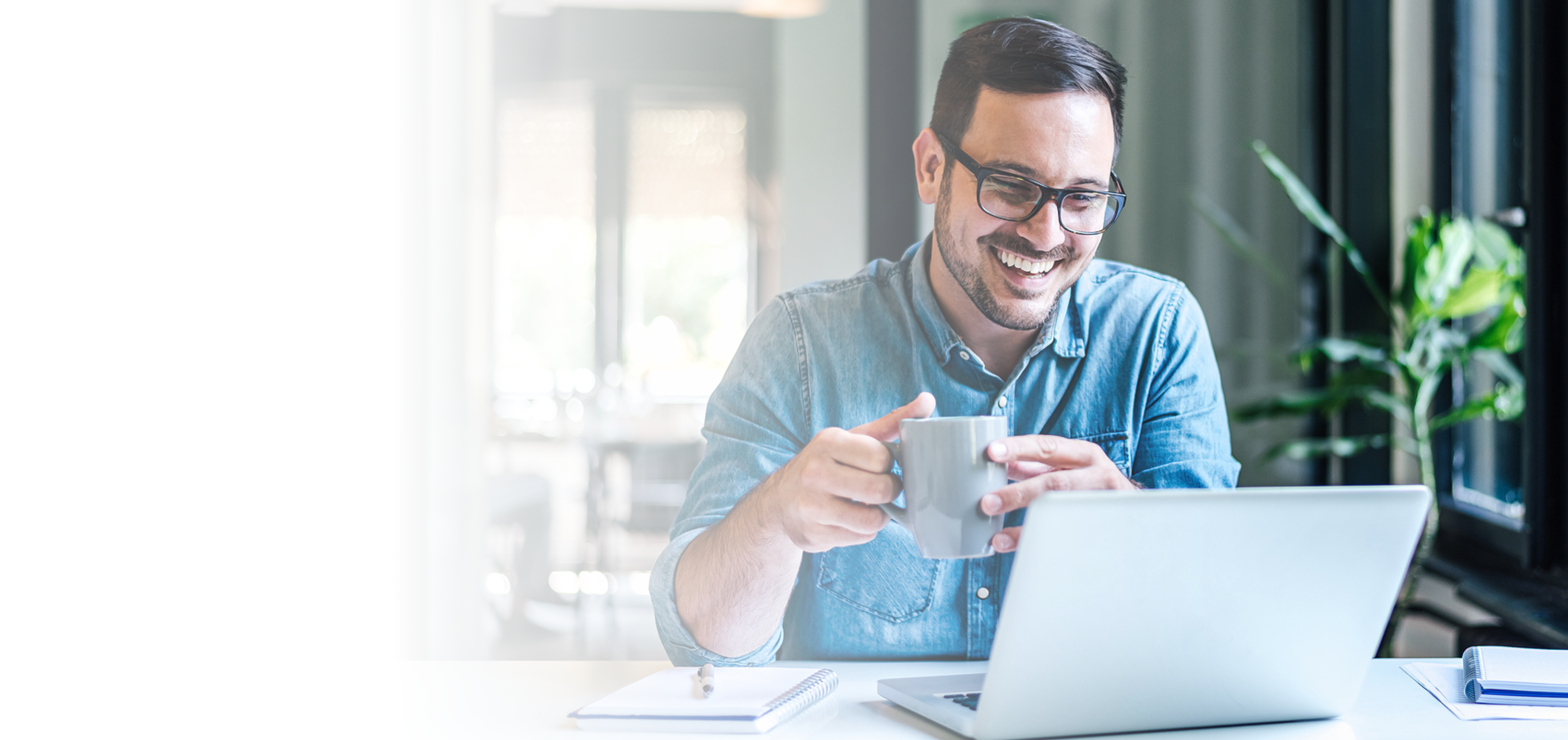 Lillyfield Business Man smiling and working on laptop